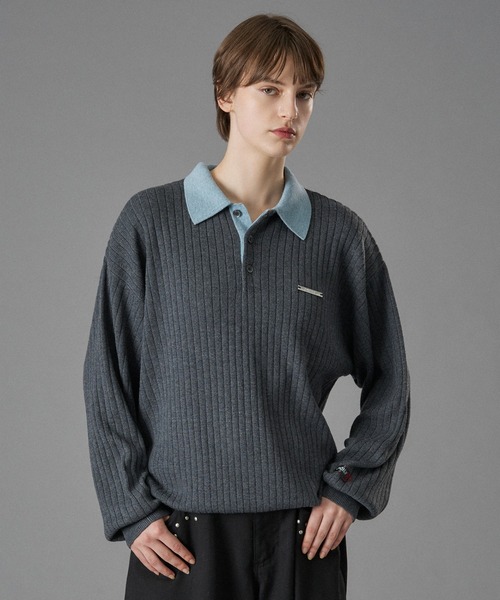 ONCILY（オンシェリー） ポロシャツ CONTRAST COLLAR RIB KNIT POLO