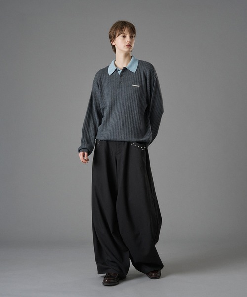 ONCILY（オンシェリー） ポロシャツ CONTRAST COLLAR RIB KNIT POLO