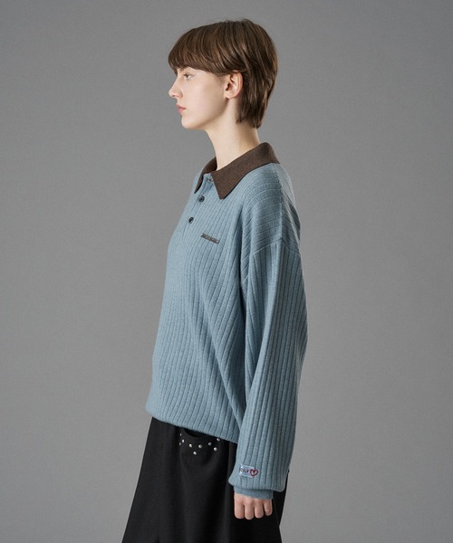 ONCILY（オンシェリー） ポロシャツ CONTRAST COLLAR RIB KNIT POLO
