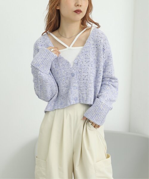 「RAY CASSIN」 ニットカーディガン FREE グレー レディース_画像2