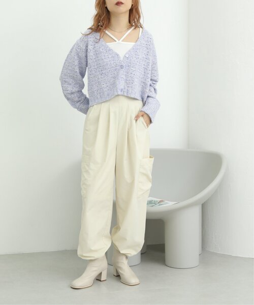 「RAY CASSIN」 ニットカーディガン FREE グレー レディース_画像6