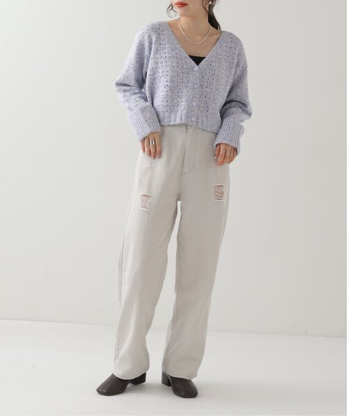 「RAY CASSIN」 ニットカーディガン FREE グレー レディース_画像9