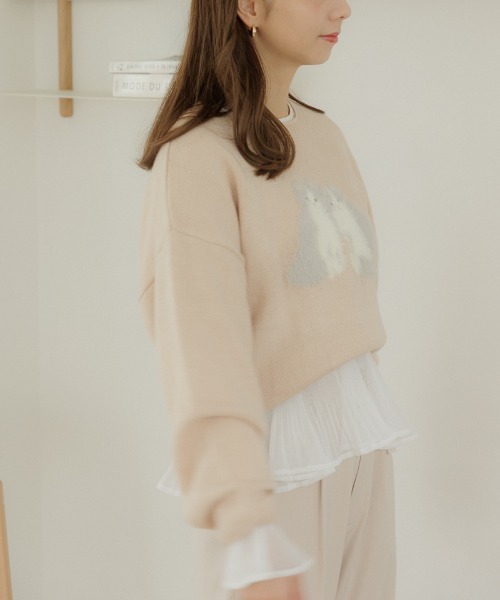 「flower」 長袖ニット FREE ピンク レディース_画像3