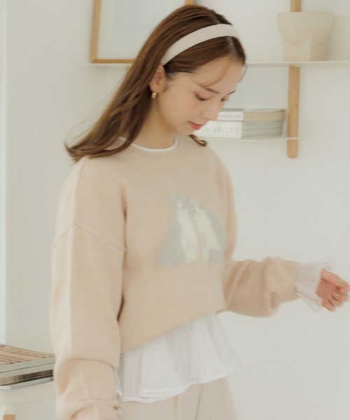 「flower」 長袖ニット FREE ピンク レディース_画像4