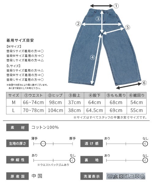 「reca」 デニムパンツ M ネイビー レディース_画像2
