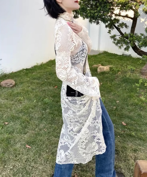 「CELENA BEATS」 長袖ワンピース FREE ホワイト レディース_画像6