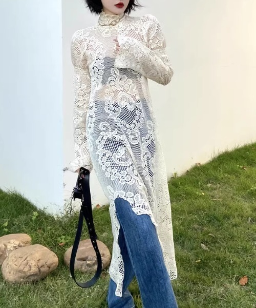 「CELENA BEATS」 長袖ワンピース FREE ホワイト レディース_画像8