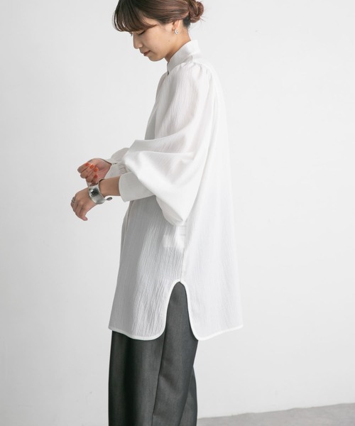 「KBF」 長袖チュニック ONE チャコールグレー レディース_画像4