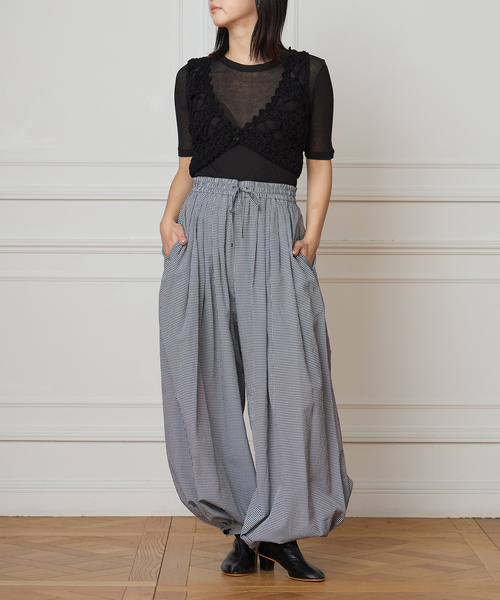 IENA LA BOUCLE（イエナラブークル） パンツ ギンガムチェックバルーン