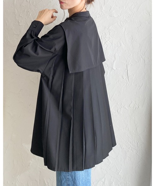 She's Closet ブラウス シャツ 卒業式 バンドカラーバックプリーツ