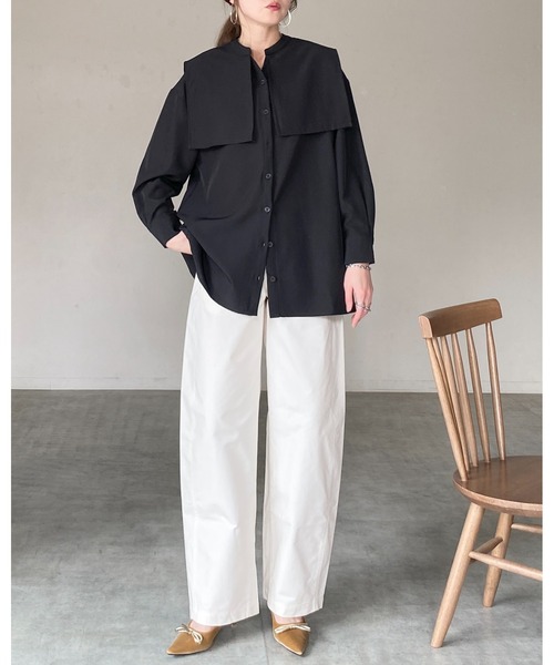She's Closet ブラウス シャツ 卒業式 バンドカラーバックプリーツ
