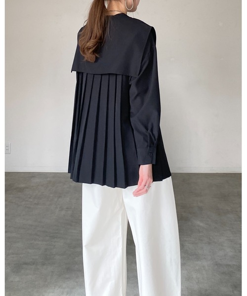 She's Closet ブラウス シャツ 卒業式 バンドカラーバックプリーツ She's Closet ブラウス シャツ 卒業式 バンドカラーバックプリーツ