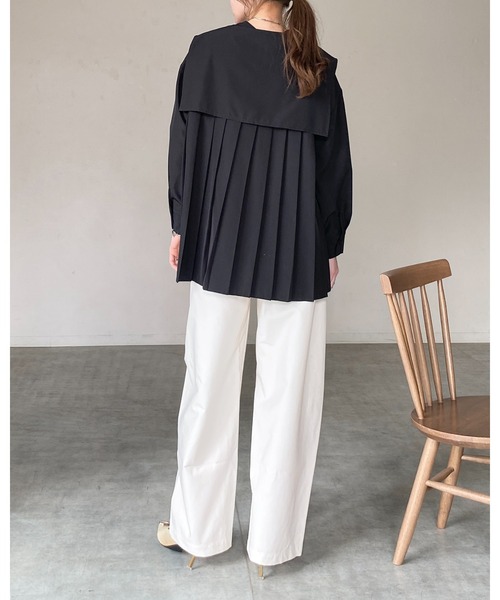 She's Closet ブラウス シャツ 卒業式 バンドカラーバックプリーツ