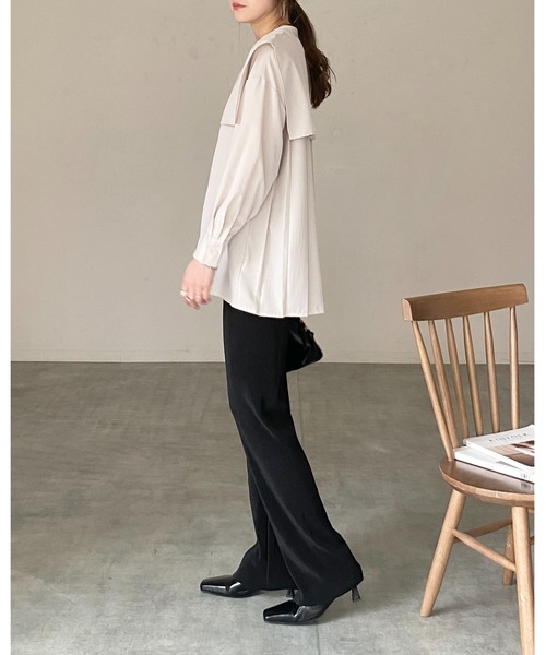 She's Closet ブラウス シャツ 卒業式 バンドカラーバックプリーツ