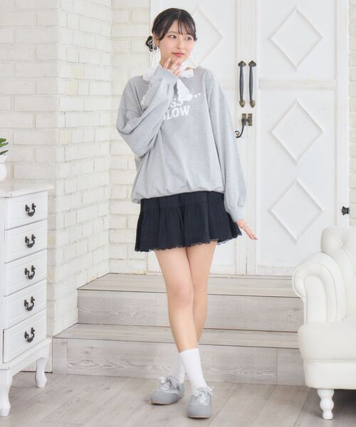 ※♡miiko♡※ MSGM【美品】レーススウェット Emsexcite（エムズエキサイト） トレーナー スウェット 裏起毛裾レース