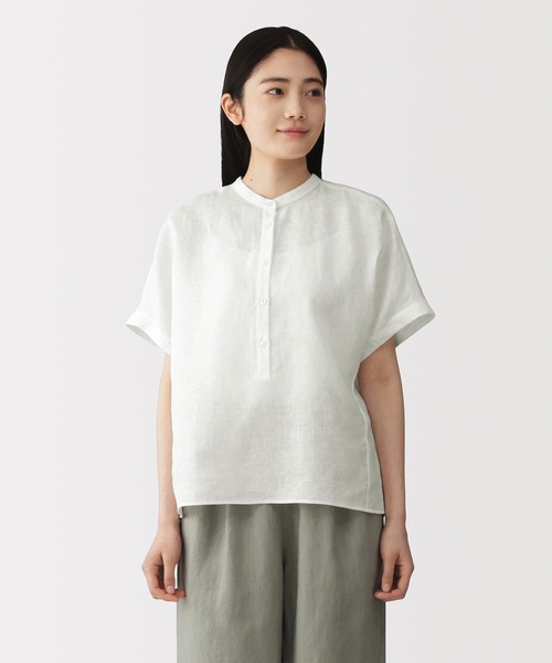 無印良品（MUJI） ブラウス シャツ 婦人 リネン 洗いざらし 半袖