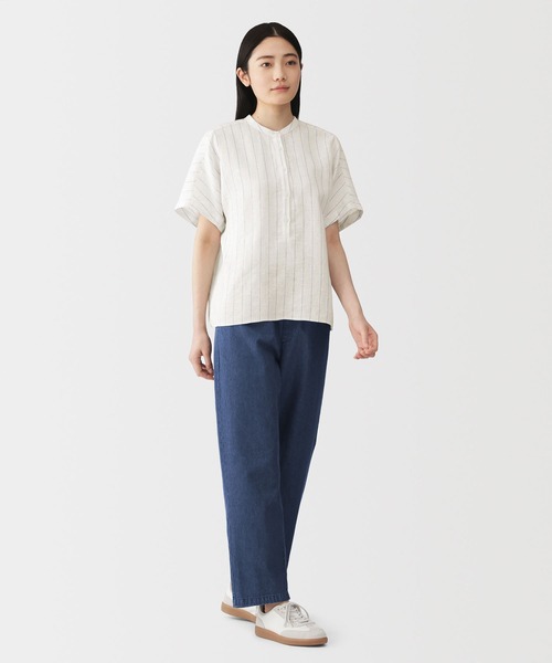 無印良品（MUJI） ブラウス シャツ 婦人 リネン 洗いざらし 半袖