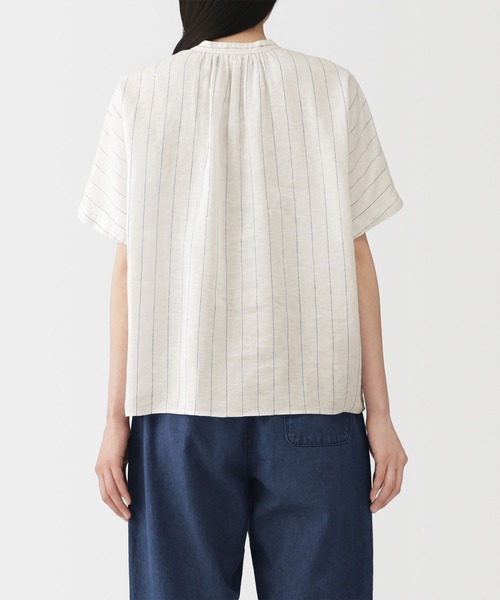 無印良品（MUJI） リネンシャツ ブラウス シャツ 半袖 婦人 リネン