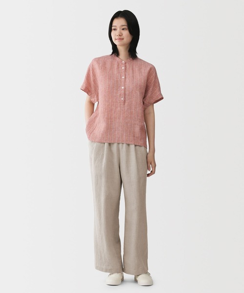 無印良品（MUJI） リネンシャツ ブラウス シャツ 半袖 婦人 リネン