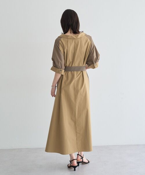 シャツワンピース ベルト付きスキッパーシャツワンピースの画像
