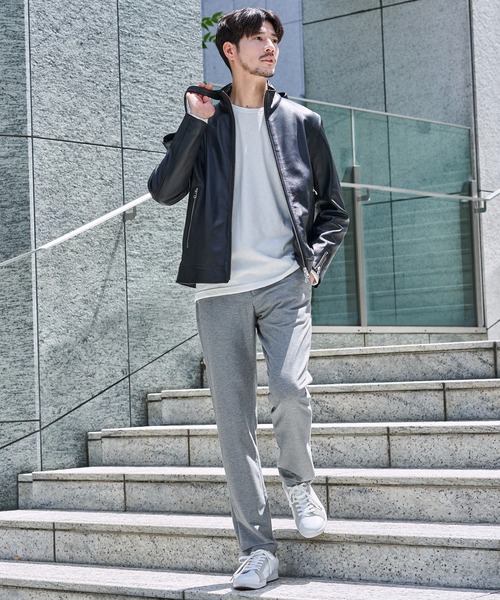 「TETE HOMME」 レザージャケット LARGE グレー メンズ_画像2