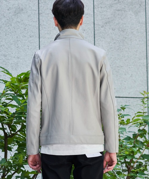 「TETE HOMME」 レザージャケット LARGE グレー メンズ_画像4