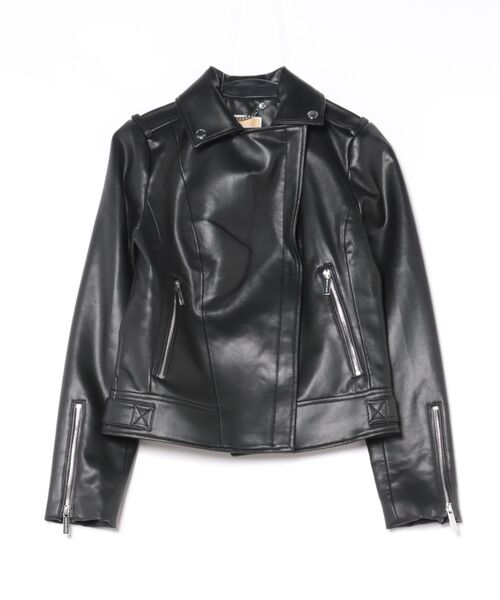 L*y様 MICHAEL KORS 高級 羊革 レザージャケット L ブラック MICHAEL KORS（マイケルコース） レザージャケット ライダース フォー