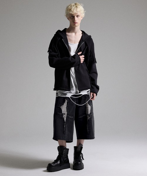 GRANCY ステッチパッチハーフデニムパンツ M GRANCY ハーフパンツ ジーンズ 短パン 「GRANCY」Stitch Patch Half