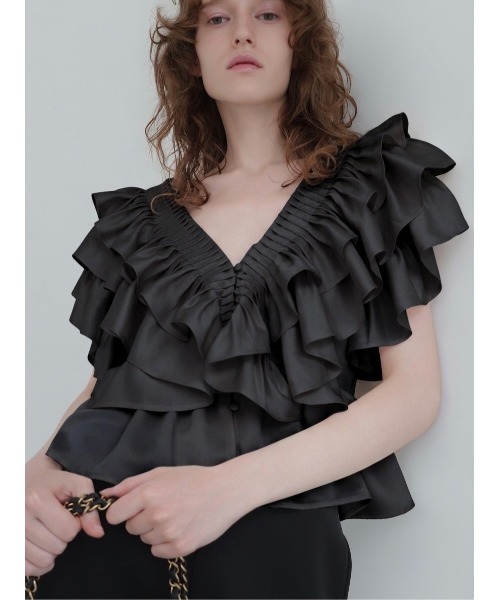 noamama 　ブラウス2点 AMOMMA（アモマ） ブラウス シャツ SATIN RAFFLE FRILL TOPS