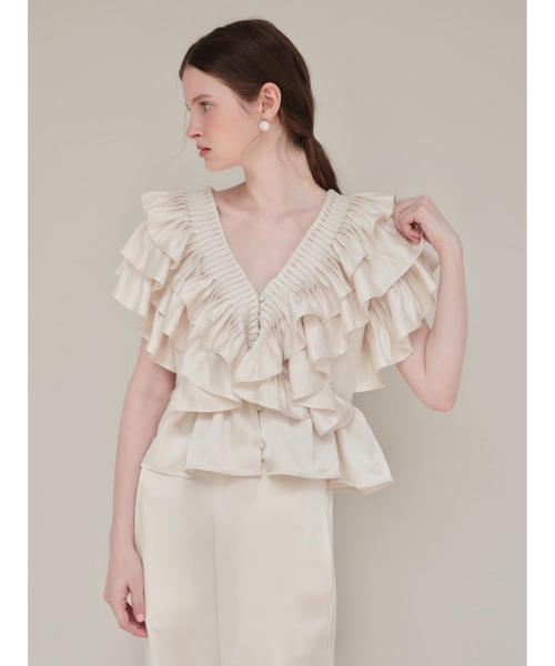noamama 　ブラウス2点 AMOMMA（アモマ） ブラウス シャツ SATIN RAFFLE FRILL TOPS
