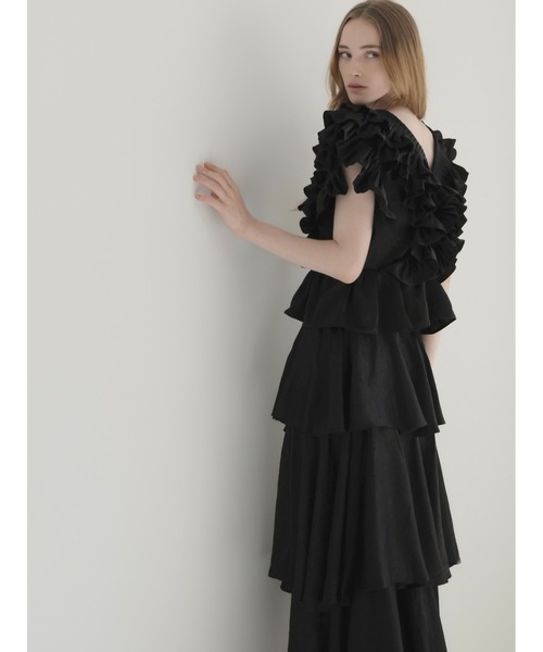 AMOMMA（アモマ） ブラウス シャツ SATIN RAFFLE FRILL TOPS