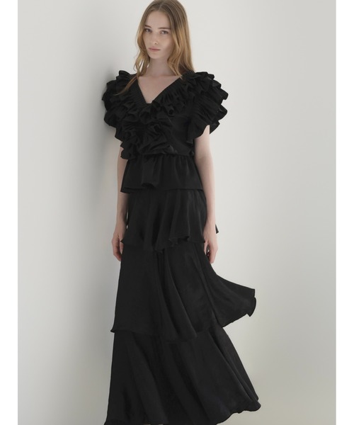 AMOMMA（アモマ） ブラウス シャツ SATIN RAFFLE FRILL TOPS 