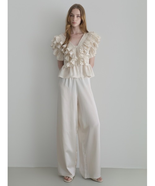 AMOMMA（アモマ） ブラウス シャツ SATIN RAFFLE FRILL TOPS