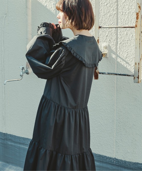 「kutir」 長袖ワンピース MEDIUM ブラック レディース_画像4