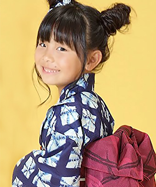 66 以上節約 浴衣 単品 紺色に菱形 絞り風 ネイビー キッズ こども 女の子5 390円 Aynaelda Com