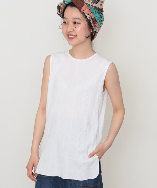 タンクトップ HealthKnit × BEAMS BOY / ロングサーマル ノースリーブ 