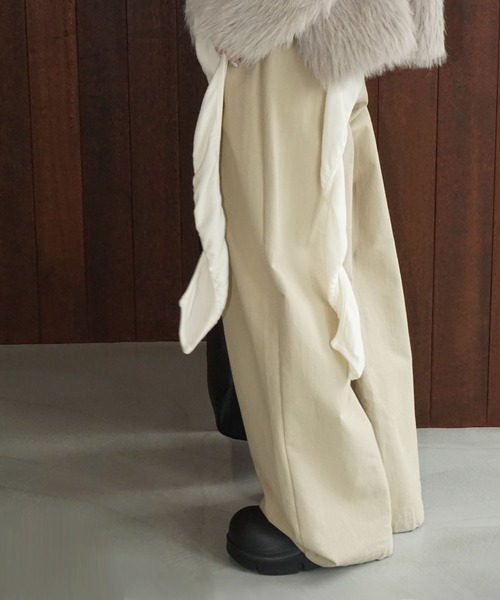 【新品】chuclla LONSLANボア風レイヤード ワイドパンツ chuclla（チュクラ） パンツ 2タック サイドポケット ワイドパンツ je