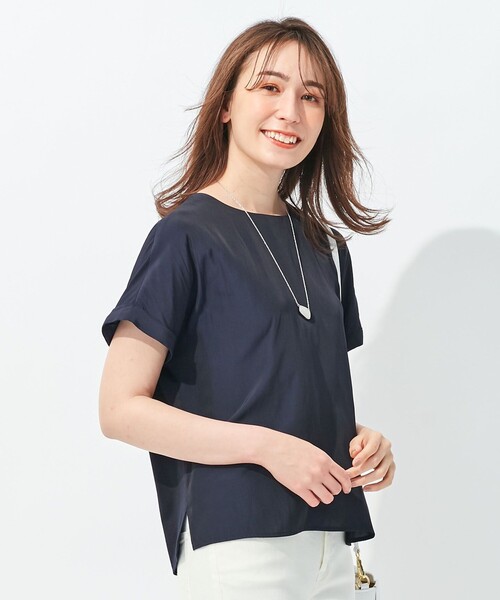 tシャツ 「セットアップ可/洗える」ブライトサテンライト ジャージーコンカットソー レディース セットアップ可/洗える】ブライトサテンライト ジャージーコン
