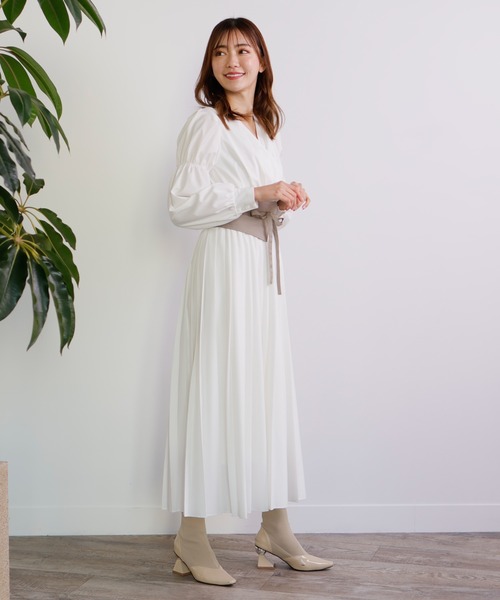 LADYMADE ワンピース カシュクールプリーツシャツワンピース