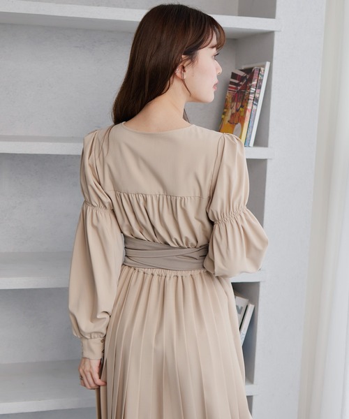 LADYMADE ワンピース カシュクールプリーツシャツワンピース