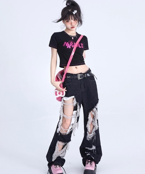 日本未上陸!! H.ESNTLS◇NV5ダメージ スリム デニム ジーンズ 国内発/入手困難【H.ESNTLS】ダメージ スリム デニム ジーンズ