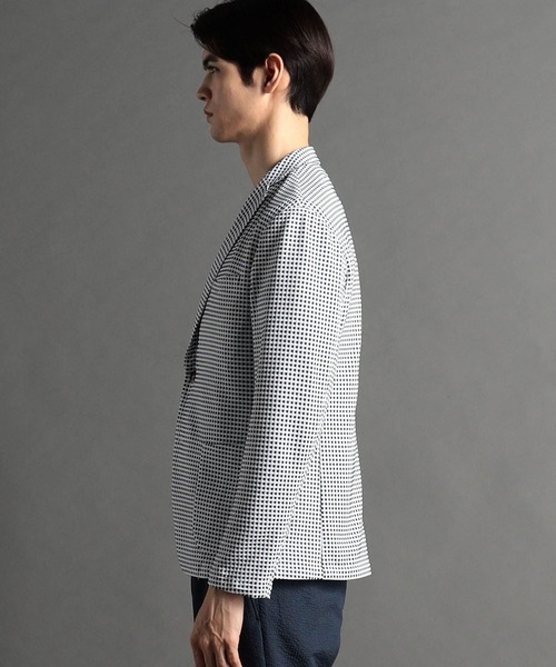 ★美品★ MONSIEUR NICOLE アンコンジャケット ニット ストライプ MONSIEUR NICOLE ex/tra × LEGGIUNO / ムッシュニコルエクスト