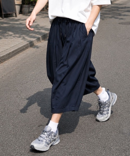 ワイドパンツ パンツ 接触冷感 ストレッチ ワイドバルーンパンツ/膝下