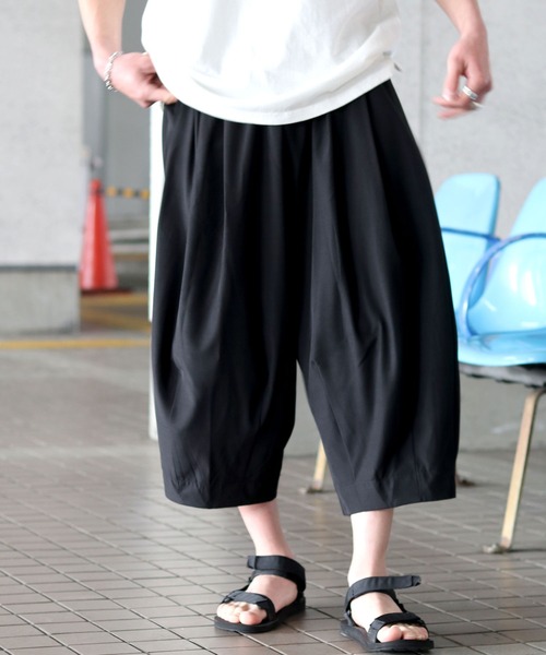 パンツ 接触冷感 ストレッチ ワイドバルーンパンツ/サルエル