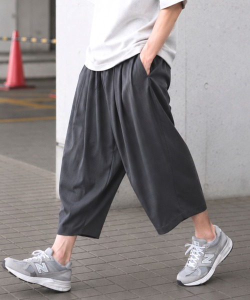 ワイドパンツ パンツ 接触冷感 ストレッチ ワイドバルーンパンツ/膝下