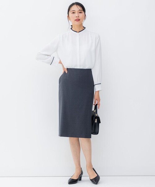 FENNEL サスペンダー付きグレージュタイトスカート セール】女性らしい上品シルエット。前後2wayサスペンダー付き