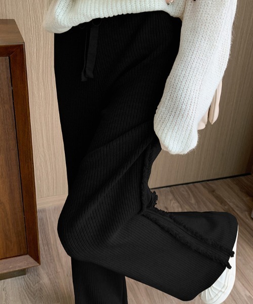 deux amour パンツ フリンジリブニットパンツ レディース : ZOZOTOWN