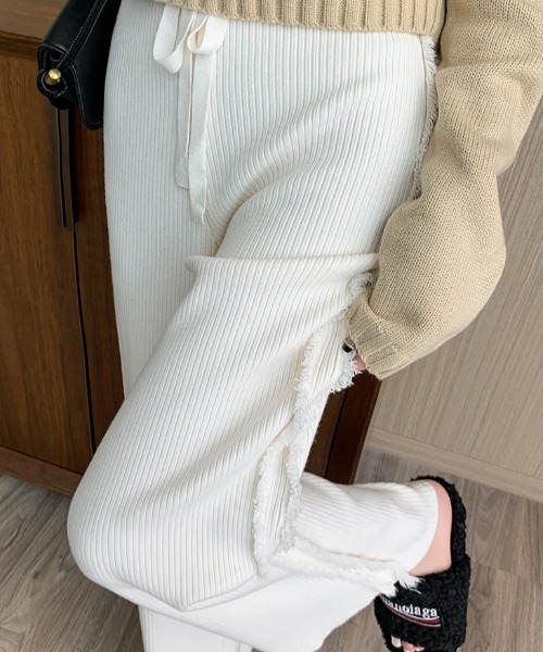 deux amour パンツ フリンジリブニットパンツ レディース : ZOZOTOWN