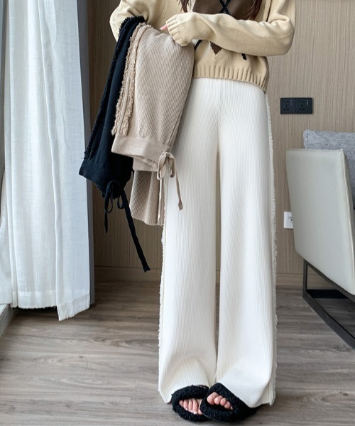 deux amour パンツ フリンジリブニットパンツ レディース : ZOZOTOWN