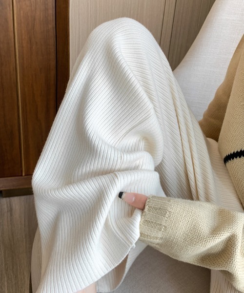 deux amour パンツ フリンジリブニットパンツ レディース : ZOZOTOWN